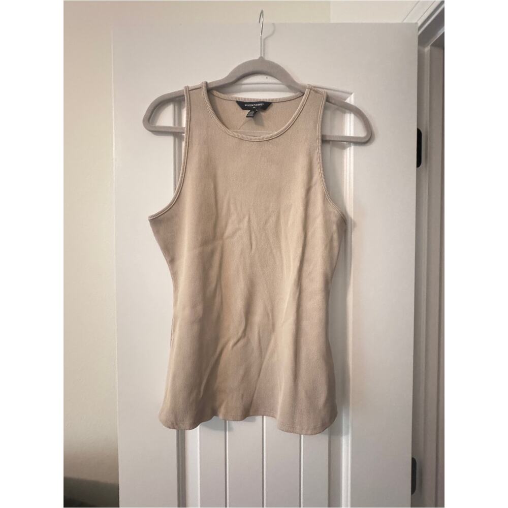 White House Black Market Beige Ribbed Tank Top